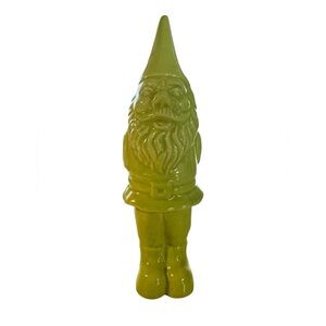Lime Green Ceramic Garden Gnome Statue